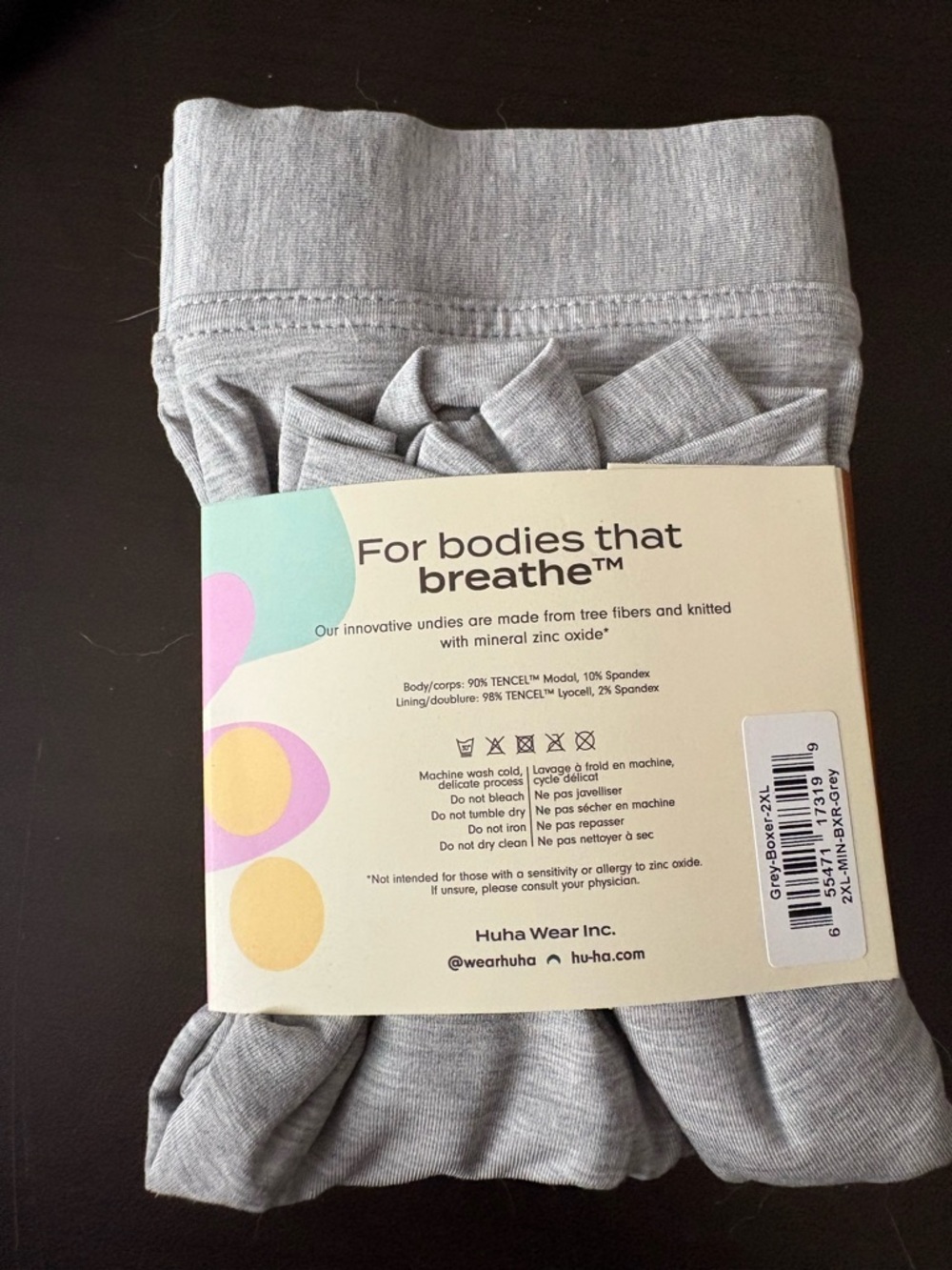 Huha Mineral Undies Mid Boxer - Gray - Picture 2 of 4